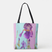 Lila Aquarell Iris Blume Girl Tasche (Rückseite)