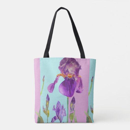 Lila Aquarell Iris Blume Girl Tasche (Rückseite)
