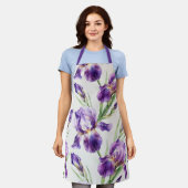 Lila Aquarell-Iris-Blumen-Botanik  Schürze (Getragen)