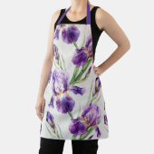 Lila Aquarell-Iris-Blumen-Botanik  Schürze (InSitu)
