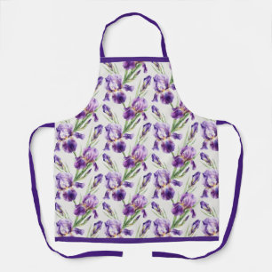 Lila Aquarell-Iris-Blumen-Botanik Schürze
