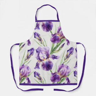 Lila Aquarell-Iris-Blumen-Botanik Schürze
