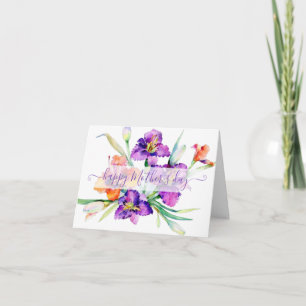 Lila Aquarell-Iris Feiertagskarte