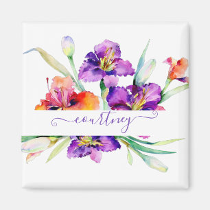Lila Aquarell-Iris personalisiert Magnet