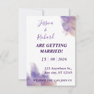 Lila Aquarell-Lavendel elegante Hochzeit Einladung