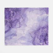 Lila Aquarell-Mandala-Blumen Fleecedecke (Vorderseite (Horizontal))