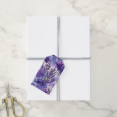 Lila Aquarell mit Blumen Geschenkanhänger (Mit Garn)