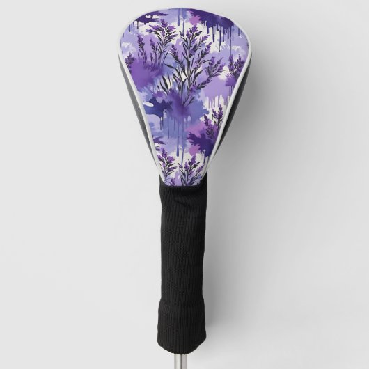 Lila Aquarell mit Blumen Golf Headcover (Vorderseite)