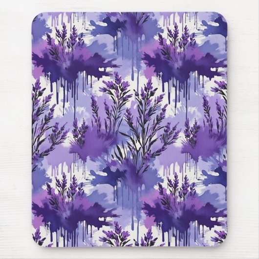 Lila Aquarell mit Blumen Mousepad (Vorne)