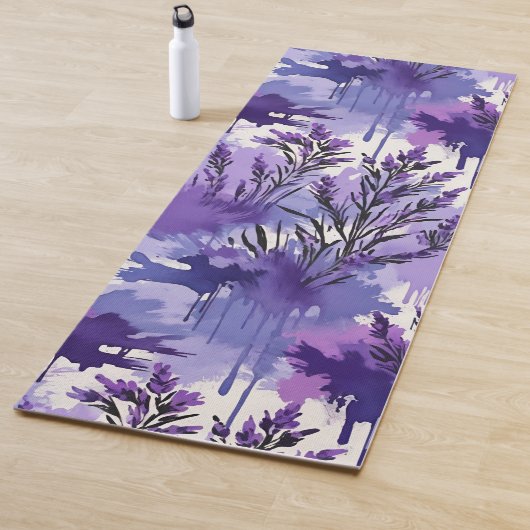 Lila Aquarell mit Blumen Yogamatte (Beispiel)