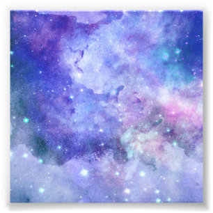 Lila Aquarell-Sternenhimmel-Weltraumliebhaber-Gala Fotodruck