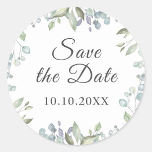 Lila-Aquarell-Stickerei zur Hochzeitsankündigung Runder Aufkleber