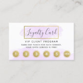 Lila Aquarell und Gold Loyalty Punch Briefmarke QR Visitenkarte (Vorderseite)