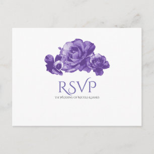 Lila Aquarell Vintage Rosen Elegantes RSVP Einladungspostkarte