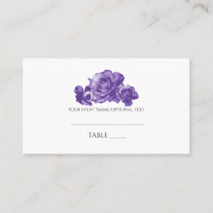 Lila Aquarell Vintage-Rosen Hochzeit Platzkarte