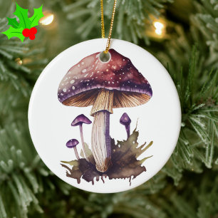Lila-Aquarell-Waldpilz-Cottagecore Keramik Ornament