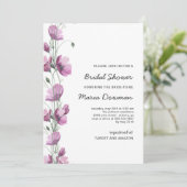 Lila Aquarell-Wildblumen Brautparty Invi Einladung (Stehend Vorderseite)