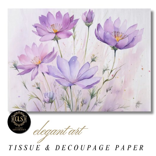 Lila Aquarell-Wildblumen Seidenpapier