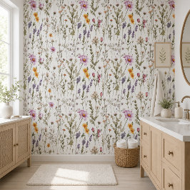 Lila Aquarell-Wildblumen-Tapete Tapete