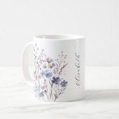 Lila Aquarell Wildblumen Tasse mit Namen (Vorderseite Links)