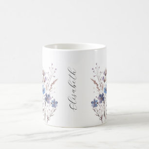 Lila Aquarell Wildblumen Tasse mit Namen