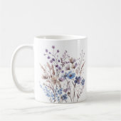 Lila Aquarell Wildblumen Tasse mit Namen (Links)