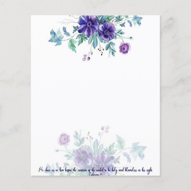 Lila Aquarellanemone Ephesians 4:1 (Vorderseite)