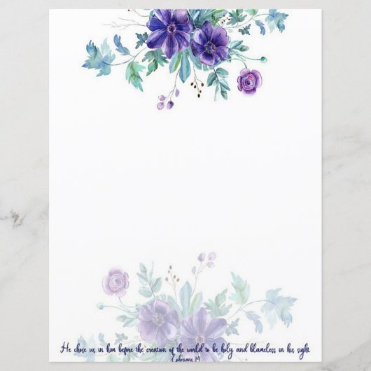 Lila Aquarellanemone Ephesians 4:1 Schreibwaren (Vorderseite)