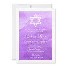 Lila Aquarellbat Mitzvah Einladungen