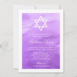 Lila Aquarellbat Mitzvah Einladungen
