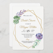 Lila Aquarellbilder Brautparty einladen Einladung (Vorne/Hinten)