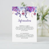Lila Aquarellbilder Hochzeitsinformationen Begleitkarte (Stehend Vorderseite)