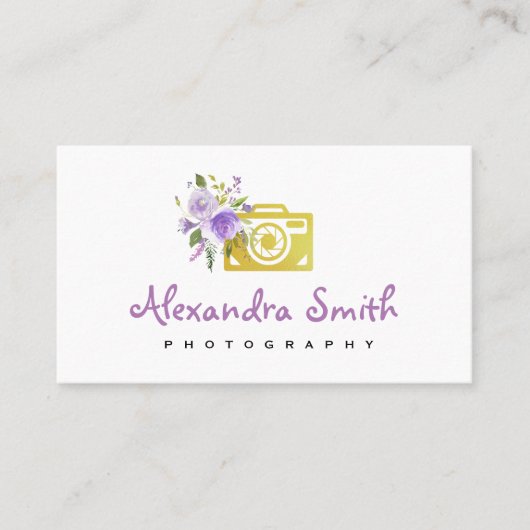 lila Aquarellbilder mit Blumenmotiven Visitenkarte (Vorderseite)