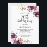 Lila Aquarellblume 70. Geburtstagsparty Einladung<br><div class="desc">Hübscher Blumengeburtstag Einladungen im Kleinen Bayleigh Store!</div>