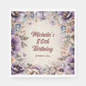 Lila Aquarellblume 80. Geburtstag Serviette (Vorderseite)