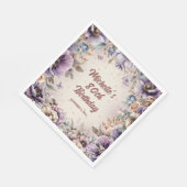 Lila Aquarellblume 80. Geburtstag Serviette (Ecke)