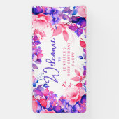Lila Aquarellblume 90. Geburtstagsparty Banner (Vertikal)