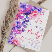 Lila Aquarellblume 90. Geburtstagsparty