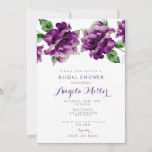Lila Aquarellblume Einladung (Vorderseite)