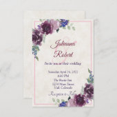 Lila Aquarellblume Einladung (Vorne/Hinten)