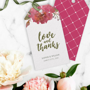 Lila Aquarellblume Liebe und Dank für Tag Geschenkanhänger