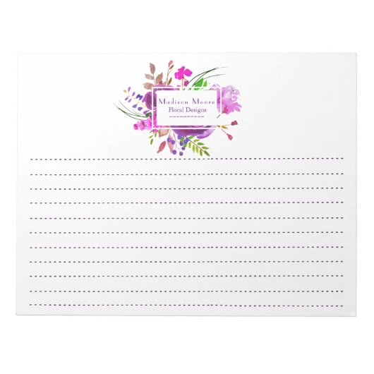Lila Aquarellblume Notizblock (Vorderseite)