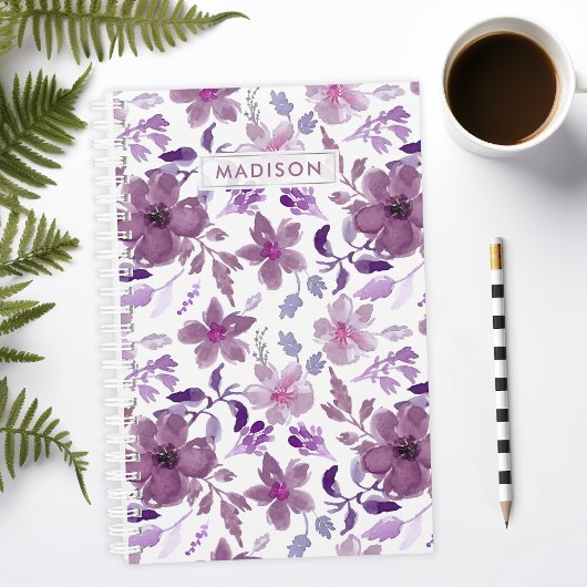 Lila Aquarellblume Personalisiert Planer