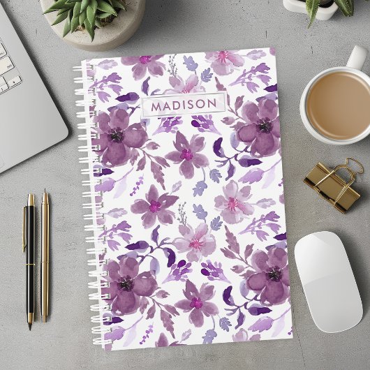 Lila Aquarellblume Personalisiert Planer