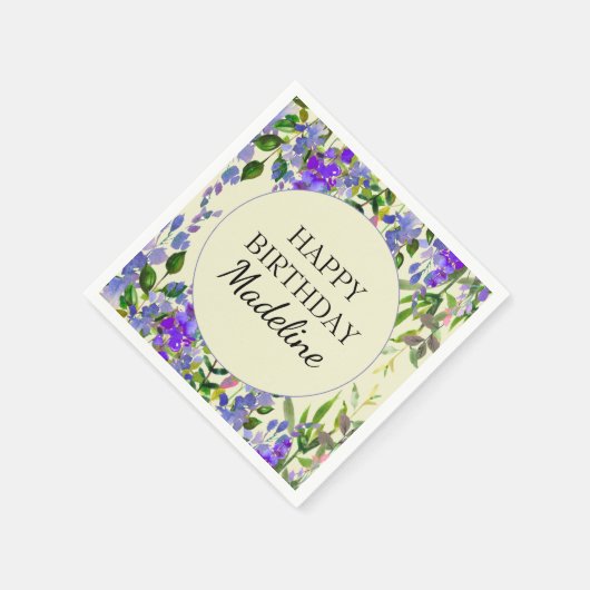 Lila Aquarellblume Serviette (Ecke)