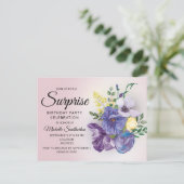 Lila Aquarellblume Überraschung Rosa Geburtstag Postkarte (Stehend Vorderseite)