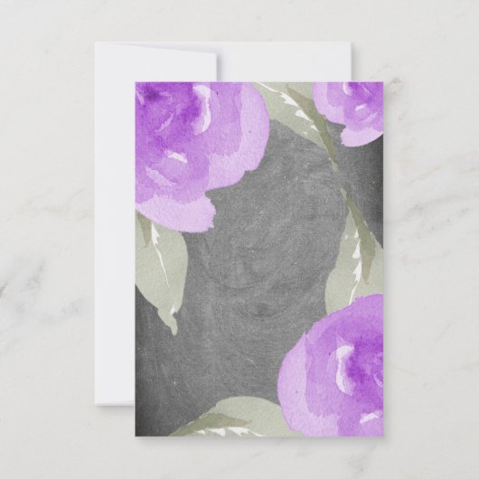Lila Aquarellblume und -khalkboard Save The Date (Rückseite)