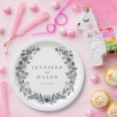 Lila Aquarellblumen Hochzeitszeitung Teller (Party)