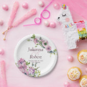 Lila Aquarellblumen Hochzeitszeitung Teller (Party)