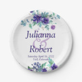 Lila Aquarellblumen Hochzeitszeitung Teller (Vorderseite)